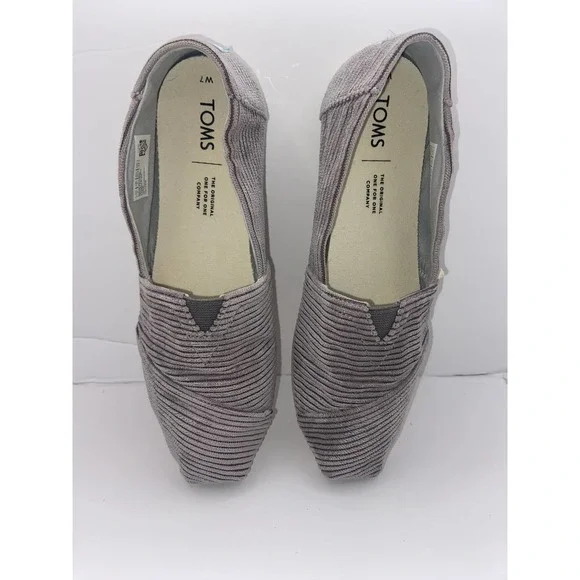 TOMS Alpargata Women’s Gray Corduroy Slip-On Flats Size 7 - Picture 4 of 10